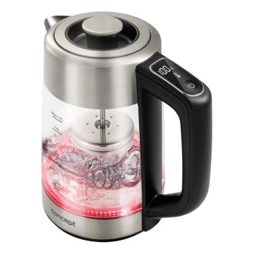 Concept RK4190 - Bouilloire électrique avec réglage de la température et filtre, 1,7 l, 2200 W/230 V, inox