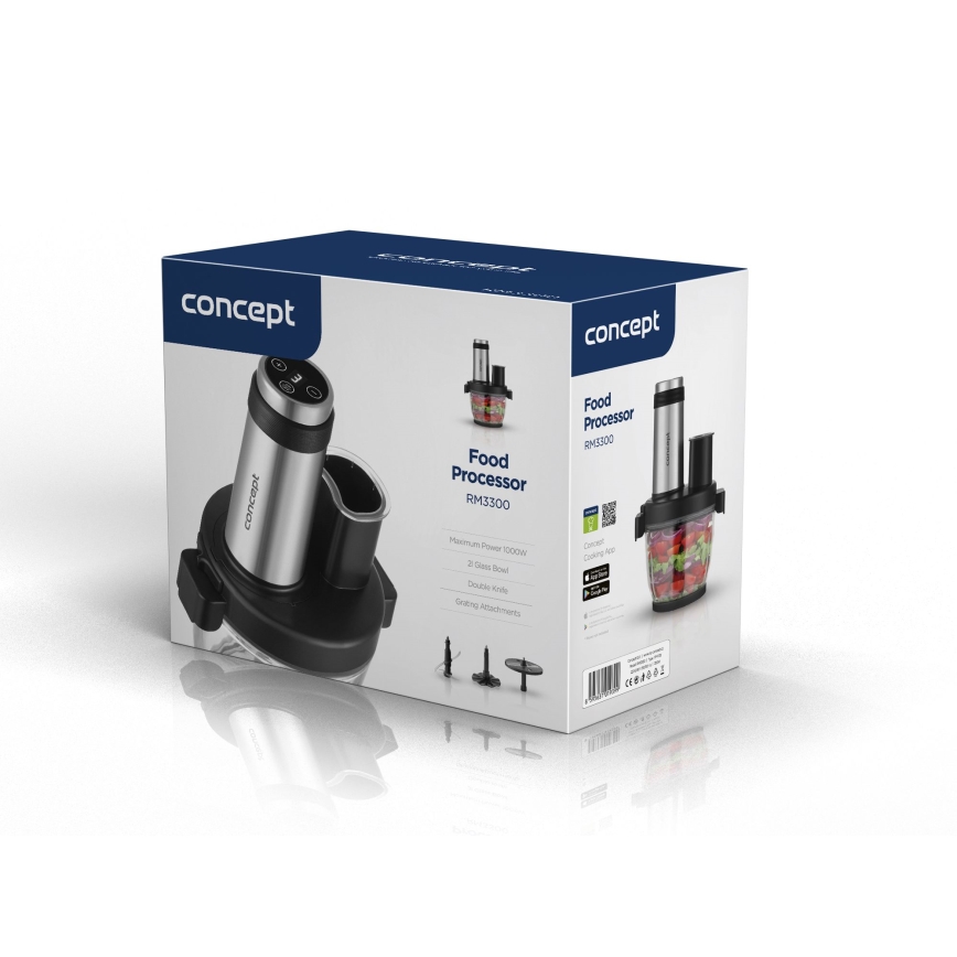 Concept RM3300 - Robot de cuisine avec râpe 1000W/230V noir/acier inoxydable