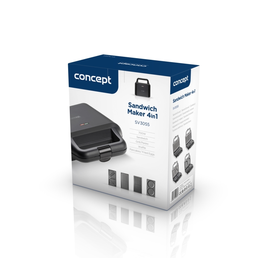 Concept SV3055 - Macchina per i panini 4in1 700W/230V nero