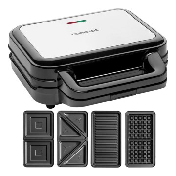 Concept SV3070 - Appareil à croque-monsieur XXL 4en1 900W/230V noir/acier inoxydable