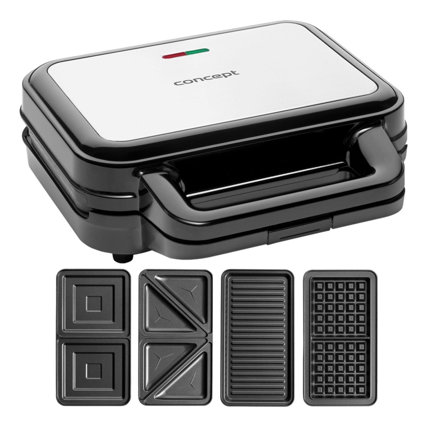 Concept SV3070 - Appareil à croque-monsieur XXL 4en1 900W/230V noir/acier inoxydable