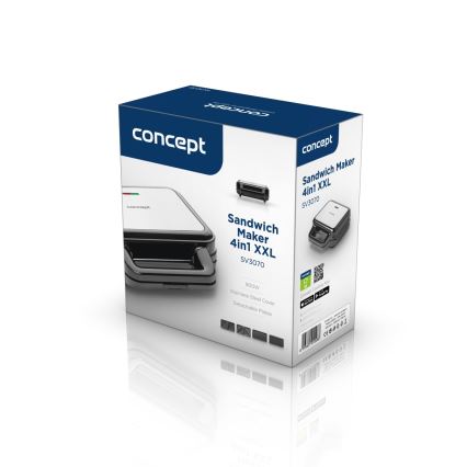 Concept SV3070 - Macchina per i panini XXL 4in1 900W/230V nero/acciaio inossidabile