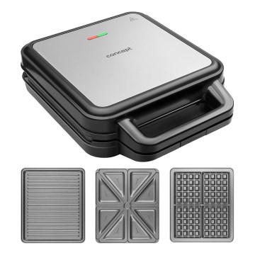 Concept SV3080 - Macchina per i panini FAMILY 3in1 1200W/230V nero/acciaio inossidabile