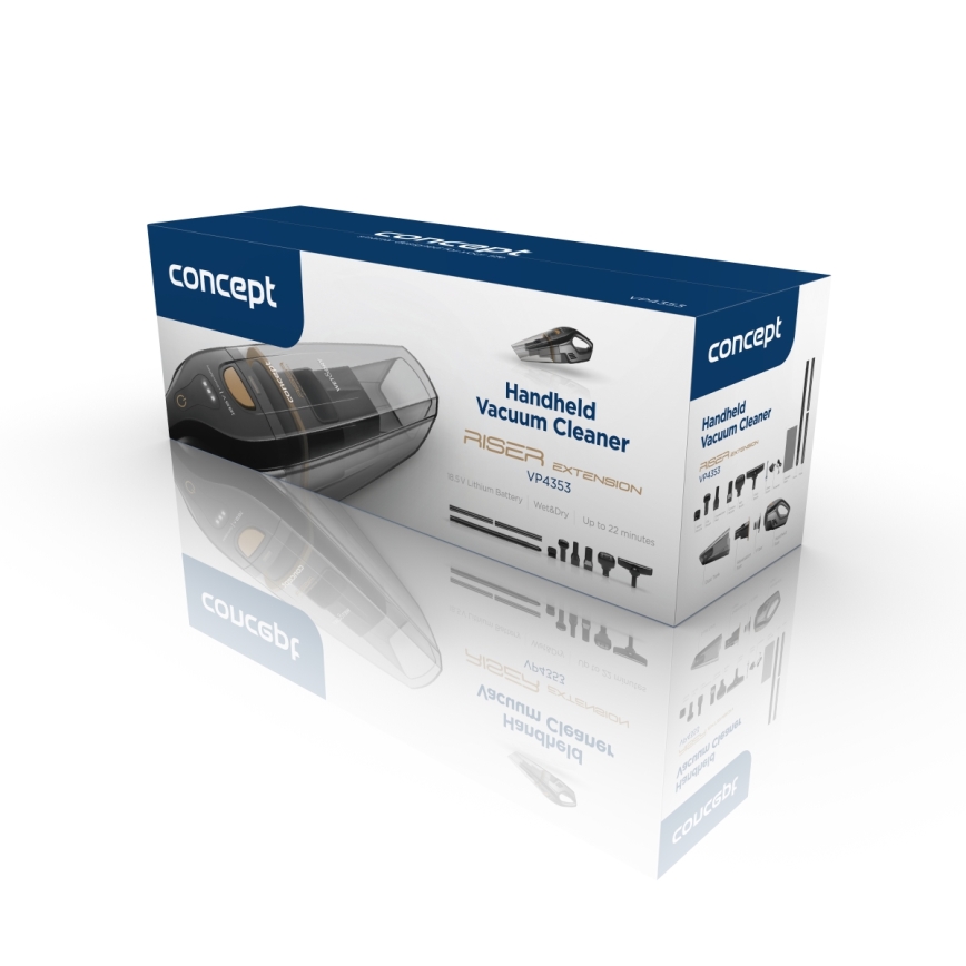 Concept VP4353 - Aspirapolvere portatile WET & DRY con prolunga RISER 110W/18,5V 2200 mAh nero