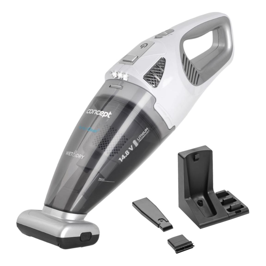 Concept VP4370 - Aspirateur de poche WET & DRY PERFECT CLEAN 90W/14,8V 2200 mAh blanc