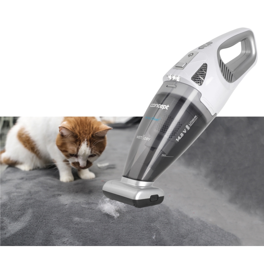 Concept VP4370 - Aspirateur de poche WET & DRY PERFECT CLEAN 90W/14,8V 2200 mAh blanc