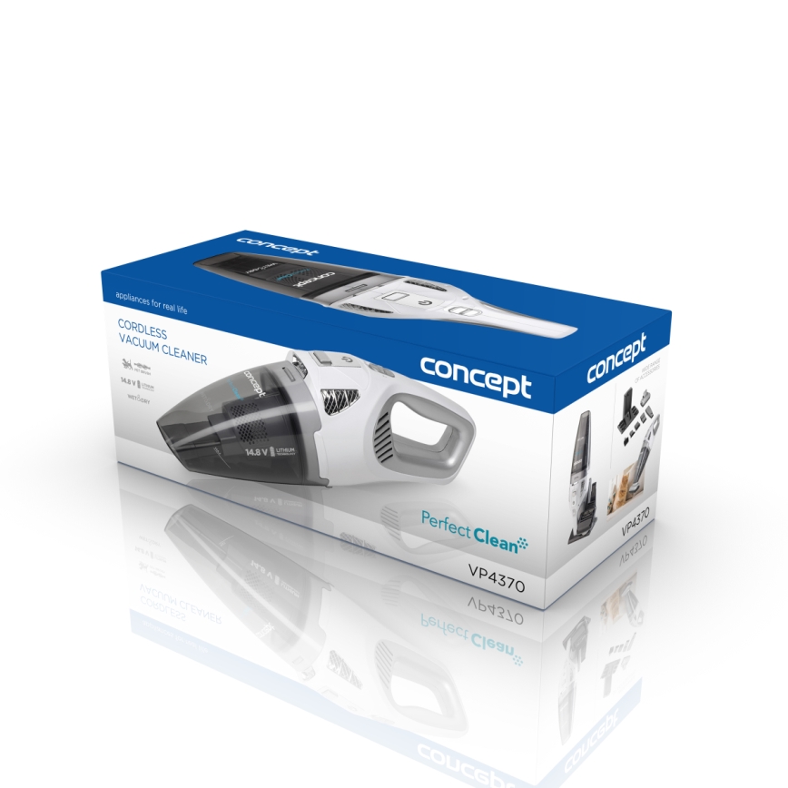 Concept VP4370 - Aspirateur de poche WET & DRY PERFECT CLEAN 90W/14,8V 2200 mAh blanc