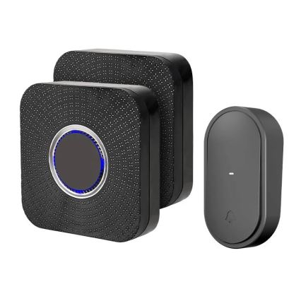 Confezione da 2 campanelli wireless da presa, a energia cinetica, 230V, nero