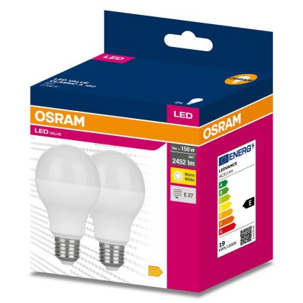 Confezione da 2 lampadine LED VALUE CLASSIC E27/19W/230V 2700K - Osram