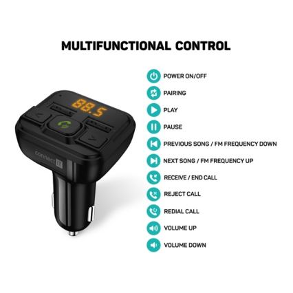 CONNECT IT CCC-8600-BK - Émetteur FM pour voiture avec fonction mains libres noir