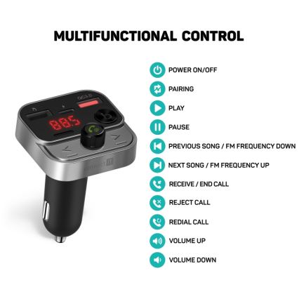 CONNECT IT CCC-8900-AN - Émetteur FM pour voiture avec fonction mains libres noir/argent