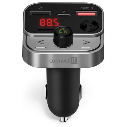 CONNECT IT CCC-8900-AN - Émetteur FM pour voiture avec fonction mains libres noir/argent