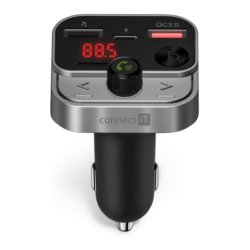 CONNECT IT CCC-8900-AN - Émetteur FM pour voiture avec fonction mains libres noir/argent