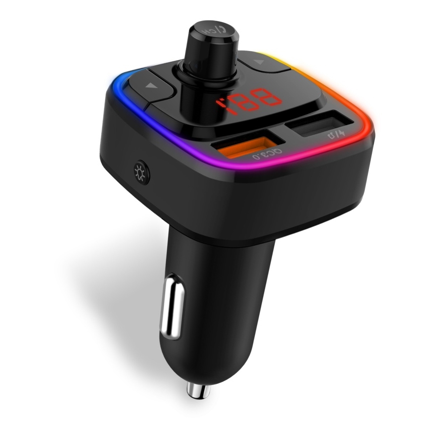 CONNECT IT CCC-9090-BK - LED RGB Émetteur FM pour voiture avec fonction mains libres noir