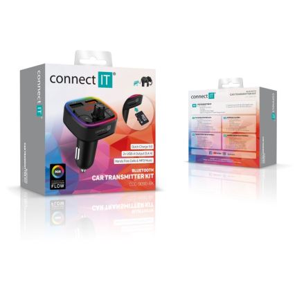 CONNECT IT CCC-9090-BK - LED RGB Émetteur FM pour voiture avec fonction mains libres noir