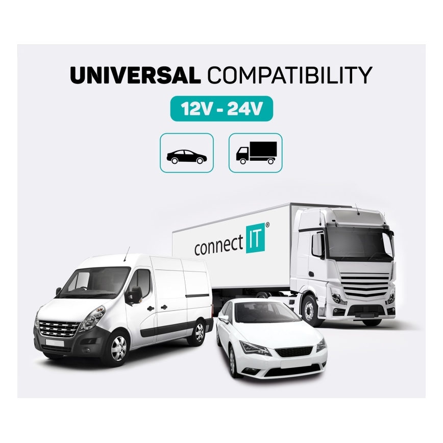 CONNECT IT CCC-9090-SL - LED RGB Émetteur FM pour voiture avec fonction mains libres noir/argent