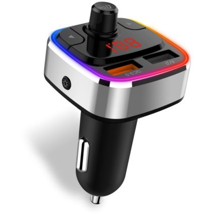 CONNECT IT CCC-9090-SL - LED RGB Émetteur FM pour voiture avec fonction mains libres noir/argent