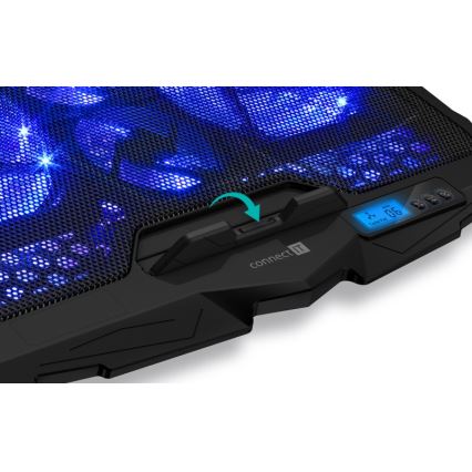 CONNECT IT CCP-2200-BK - Pad di raffreddamento per laptop 4x ventilatore 2xUSB nero//blu