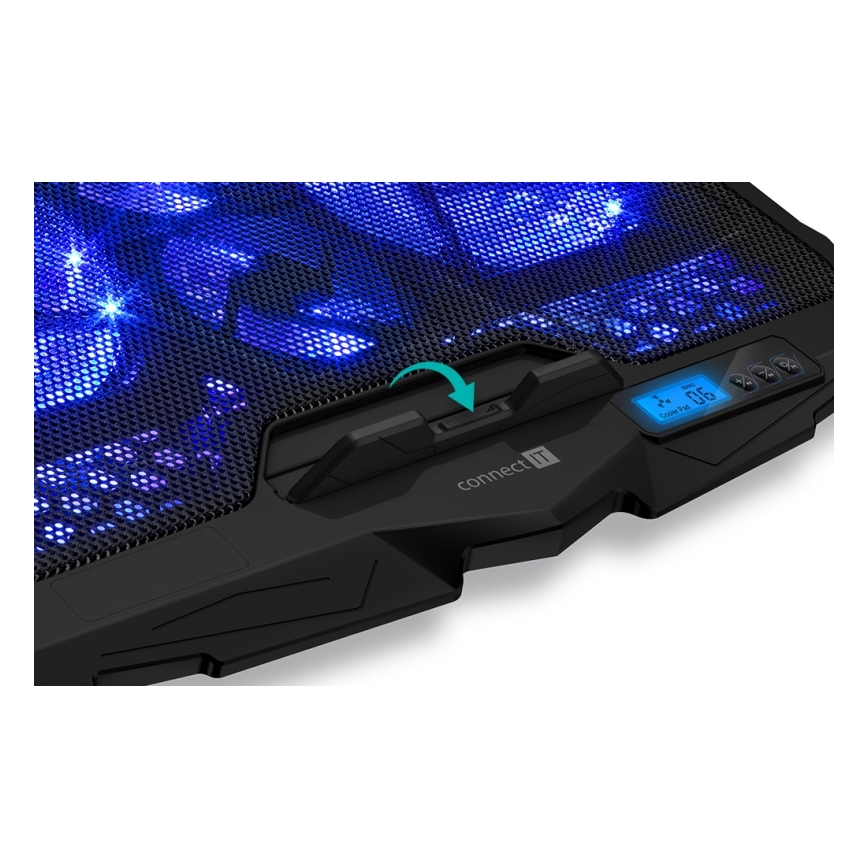 CONNECT IT CCP-2200-BK - Pad di raffreddamento per laptop 4x ventilatore 2xUSB nero//blu