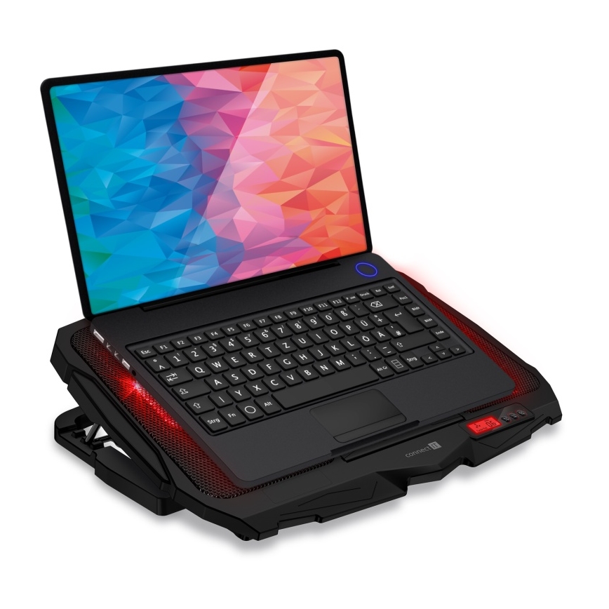 CONNECT IT CCP-2200-RD - Pad di raffreddamento per laptop 4x ventilatore 2xUSB nero/rosso