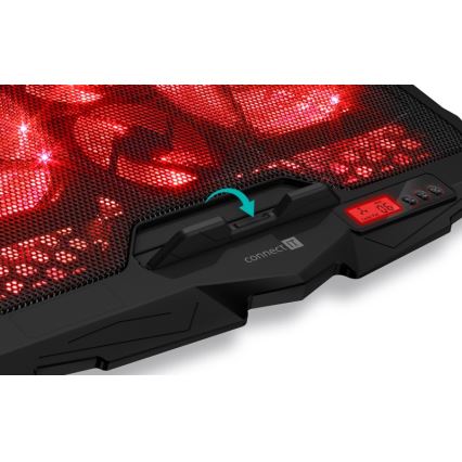 CONNECT IT CCP-2200-RD - Pad di raffreddamento per laptop 4x ventilatore 2xUSB nero/rosso