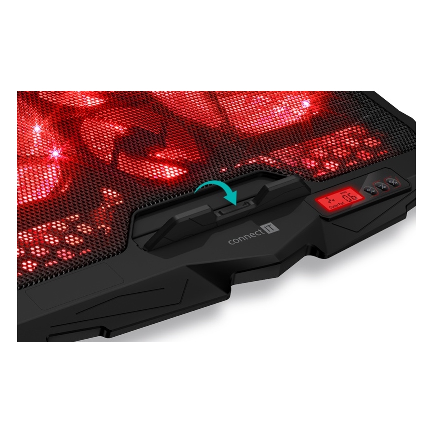 CONNECT IT CCP-2200-RD - Pad di raffreddamento per laptop 4x ventilatore 2xUSB nero/rosso