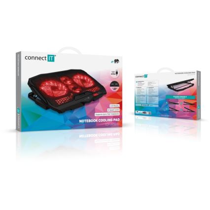 CONNECT IT CCP-2200-RD - Pad di raffreddamento per laptop 4x ventilatore 2xUSB nero/rosso