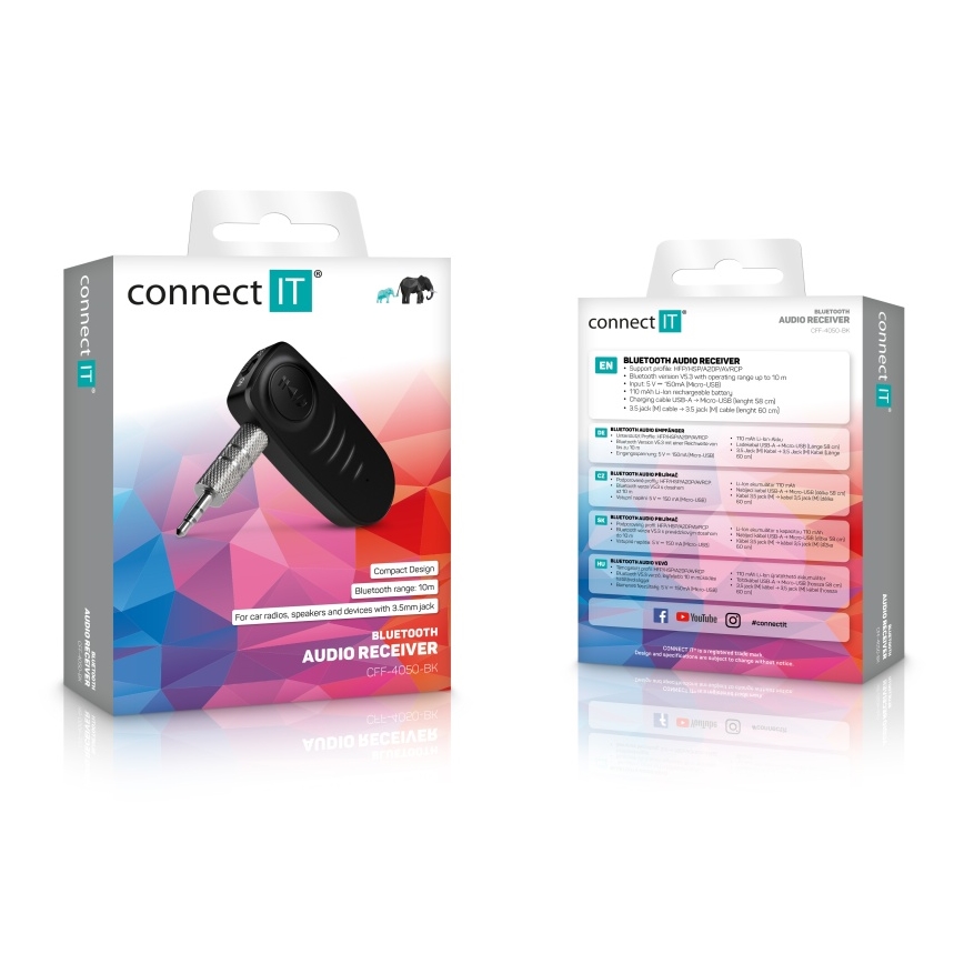 CONNECT IT CFF-4050-BK - Bluetooth audio ricevitore AUX 110 mAh