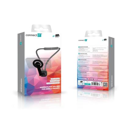 CONNECT IT CFF-6020-GY - Support de téléphone magnétique flexible à porter autour du cou, compatible MagSafe