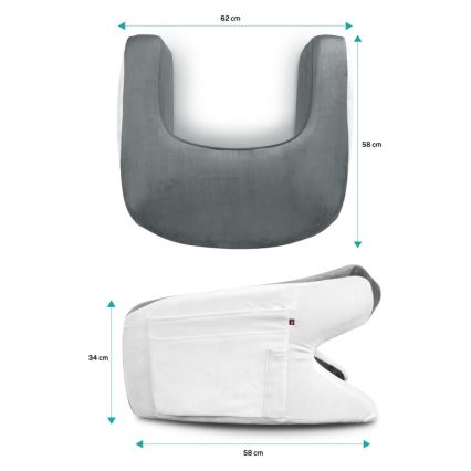 CONNECT IT CFH-1020-GY - Ergonomisches Lese- und Arbeitskissen ErgoWork grau/weiß
