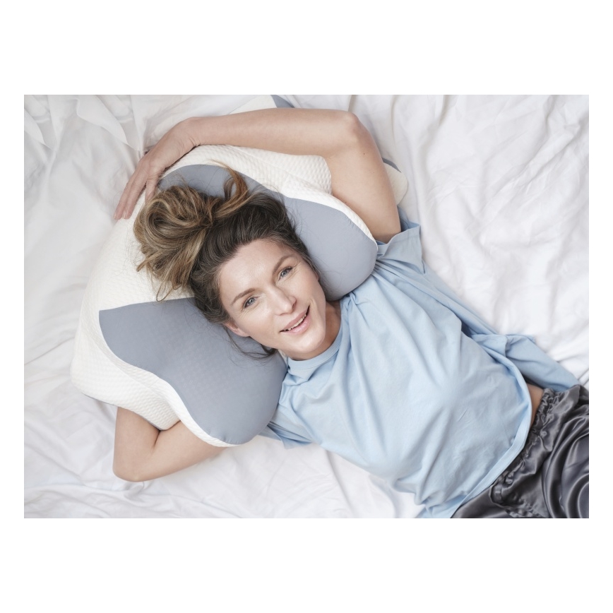 CONNECT IT CFH-6032-WH - Coussin anatomique Gemini blanc/gris