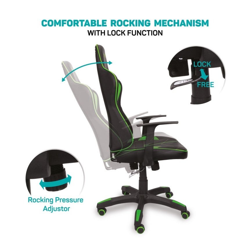 CONNECT IT CGC-0700-GR - Sedia da gaming LeMans Pro nero/verde