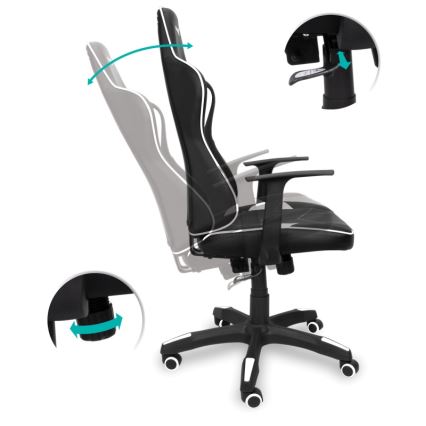 CONNECT IT CGC-0700-WH - Sedia da gaming LeMans Pro nero/bianco