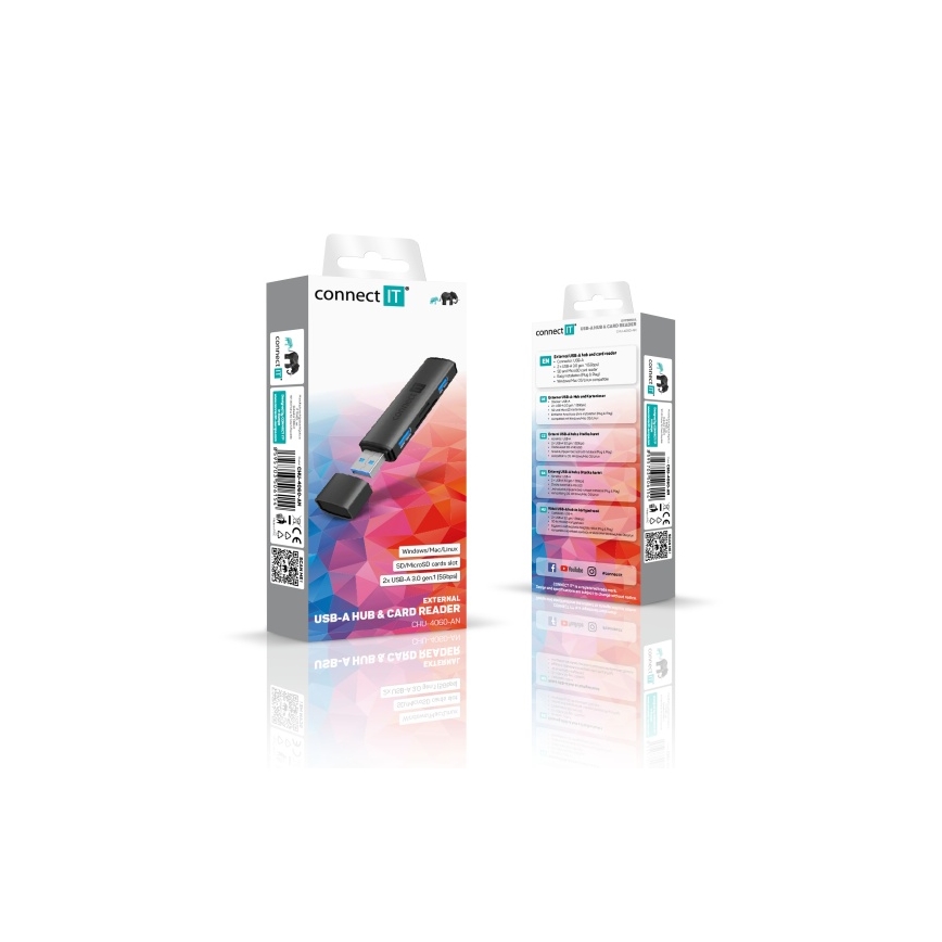 CONNECT IT CHU-4060-AN - USB-A hub con memory card reader 4in1