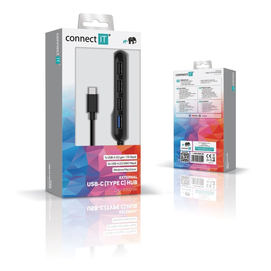 CONNECT IT CHU-5000-BK - USB-C hub 4in1
