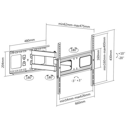CONNECT IT CI-786 - Support mural pour TV 37-70” noir