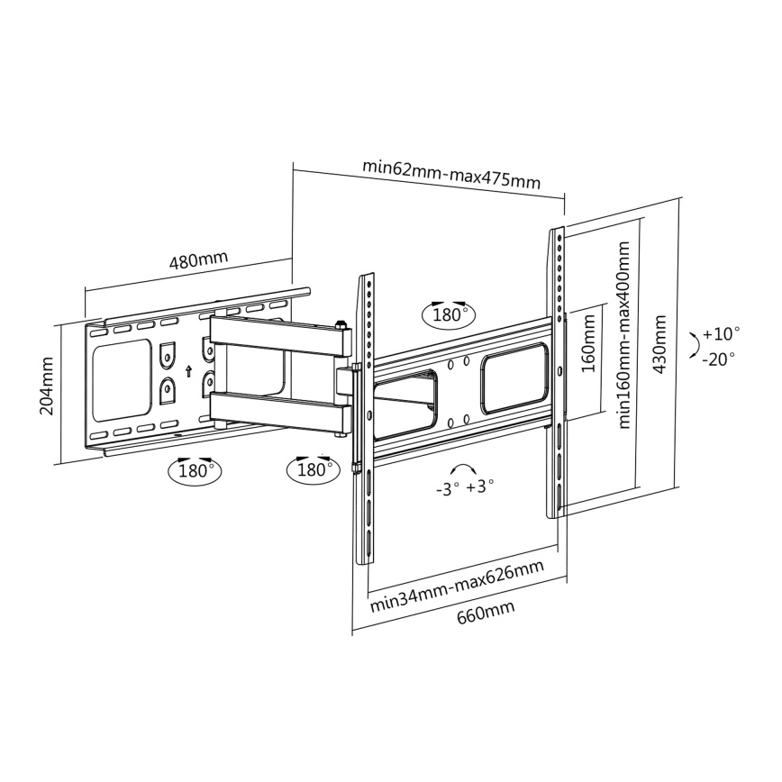 CONNECT IT CI-786 - Support mural pour TV 37-70” noir