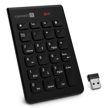 CONNECT IT CKB-0062-BK - Tastierino numerico senza fili 1xAAA nero