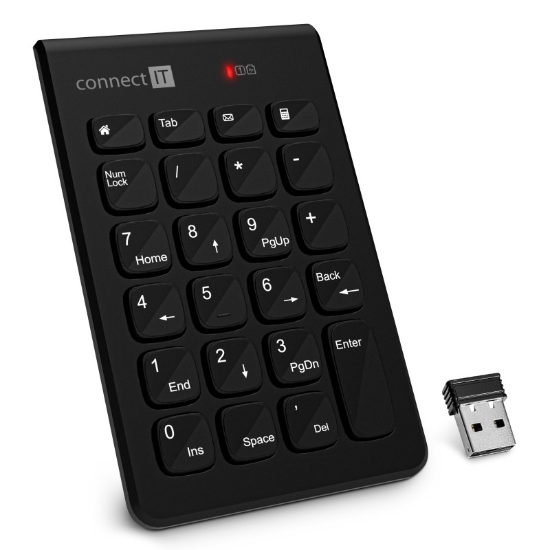 CONNECT IT CKB-0062-BK - Tastierino numerico senza fili 1xAAA nero