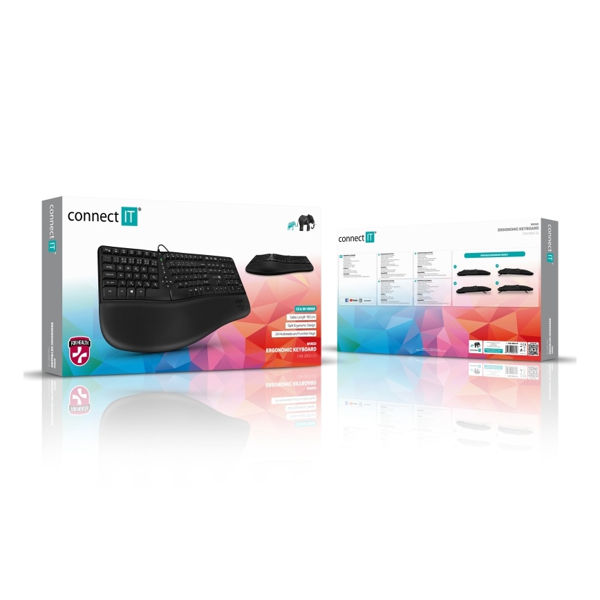 CONNECT IT CKB-2800-CS - Tastiera wireless ergonomica con CZ/SK localization nero