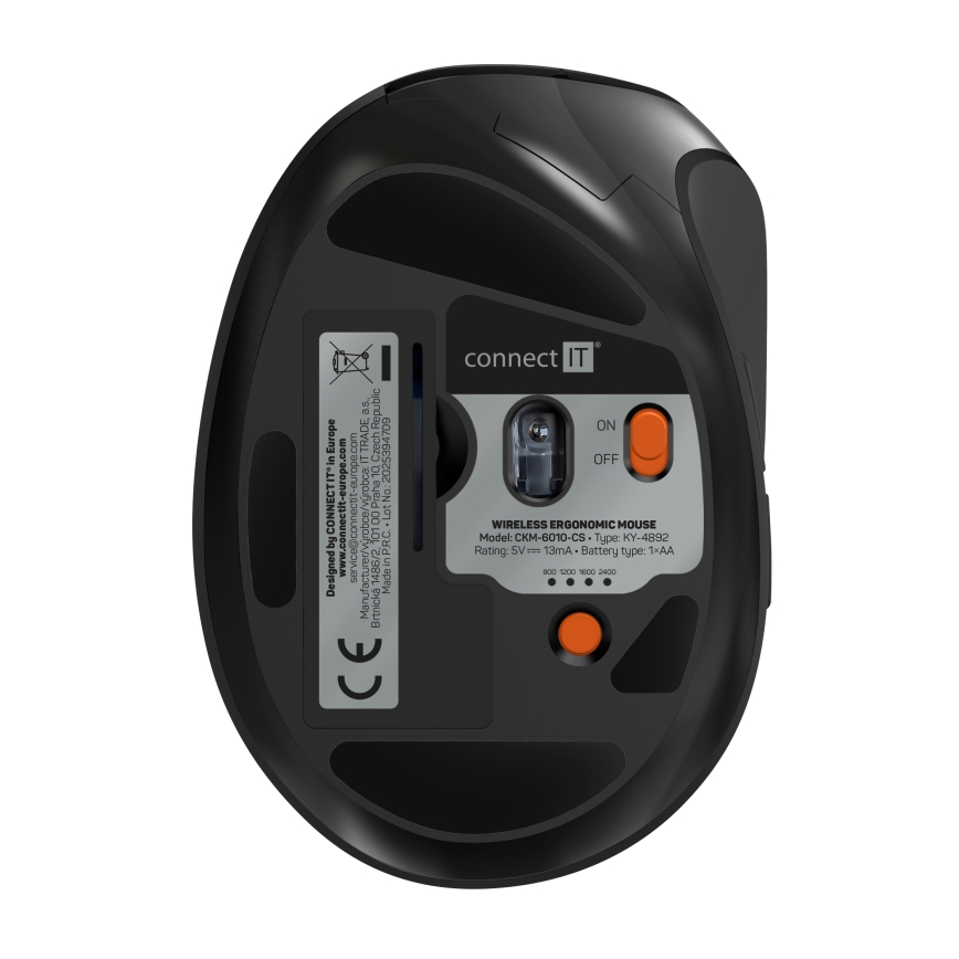 CONNECT IT CKM-6010-CS - Tastiera wireless ergonomica e topo 800/1200/1600/2400 DPI con CZ/SK localization 1xAA + 2xAAA nero