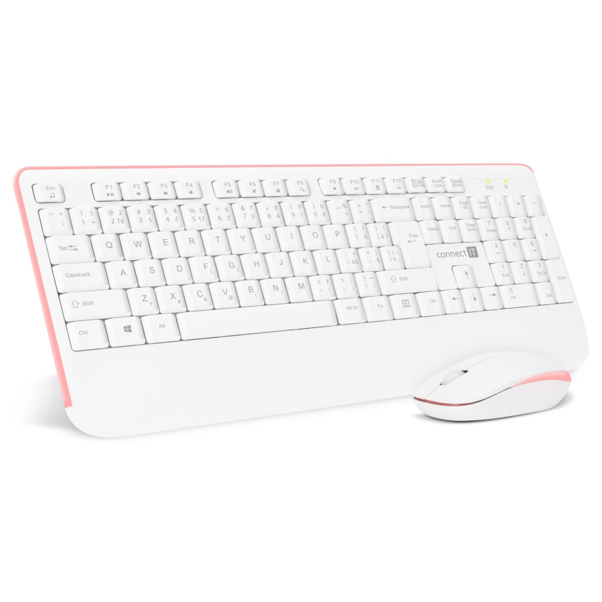 CONNECT IT CKM-7801-CS - Kabellose Tastatur und Maus 1200 DPI mit CZ/SK-Lokalisierung 1xAAA + 1xAA weiß/rosa