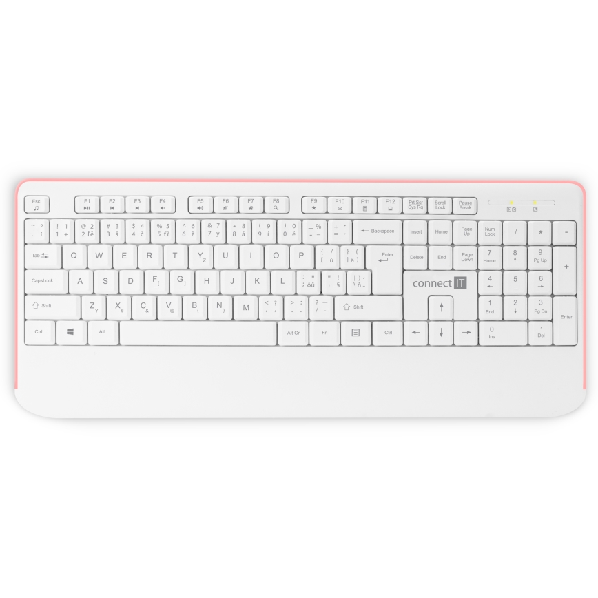 CONNECT IT CKM-7801-CS - Tastiera e mouse wireless 1200 DPI con CZ/SK localization 1xAAA + 1xAA bianco/rosa