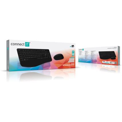 CONNECT IT CKM-7803-CS - Tastiera e mouse wireless 1200 DPI con CZ/SK localization 1xAAA + 1xAA nero