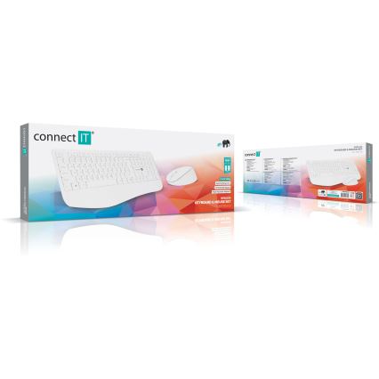 CONNECT IT CKM-7804-CS - Tastiera e mouse wireless 1200 DPI con CZ/SK localization 1xAAA + 1xAA bianco