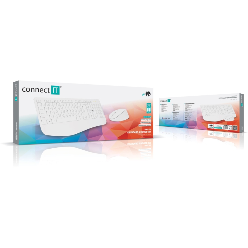 CONNECT IT CKM-7804-CS - Tastiera e mouse wireless 1200 DPI con CZ/SK localization 1xAAA + 1xAA bianco