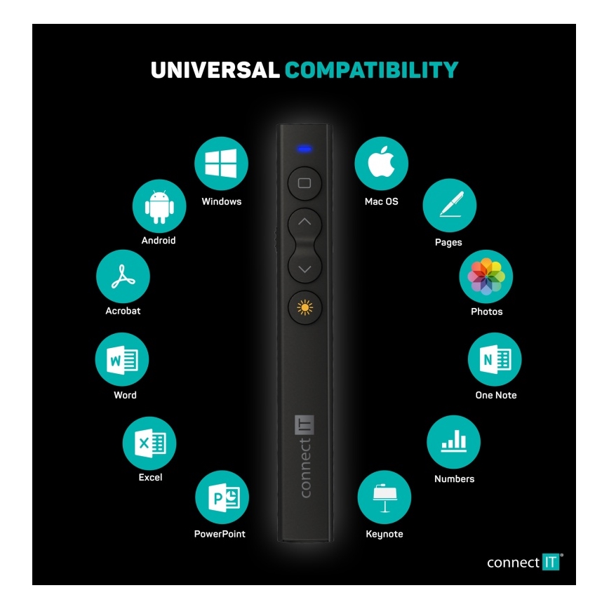 CONNECT IT CLP-2050-BK - Présentateur sans fil avec pointeur laser 1xAAA