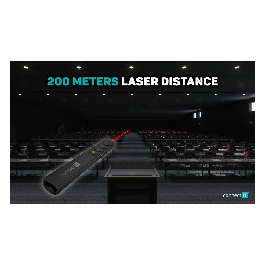 CONNECT IT CLP-2050-BK - Présentateur sans fil avec pointeur laser 1xAAA