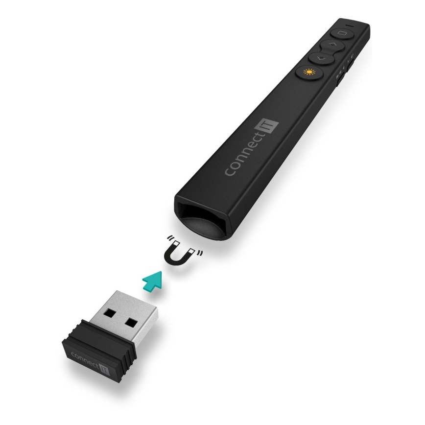 CONNECT IT CLP-2050-BK - Présentateur sans fil avec pointeur laser 1xAAA