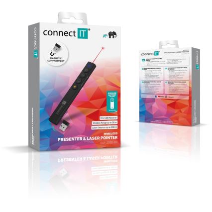 CONNECT IT CLP-2050-BK - Présentateur sans fil avec pointeur laser 1xAAA